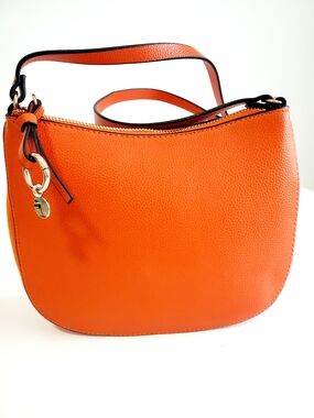 H&M Orange Pebbled Crossbody Bag with Gold Hardware